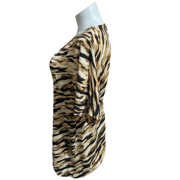 LEITH Tigeress Plus Size 1X Mini Dress - Deep V-Neck Short Dolman Sleeves - Picture 4 of 9